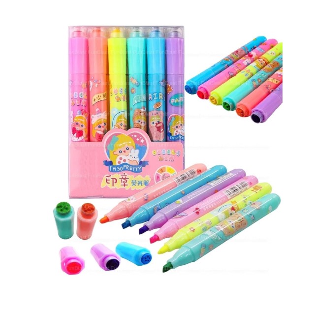 Highlighter with stamp