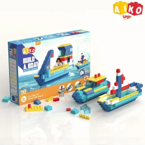 NiraToys Aiko Build a Boat 163 Blocks 4-in-1 Ship Building Set with Idea Book Made in India