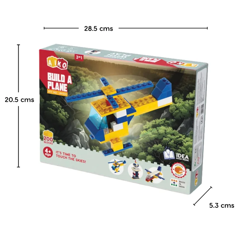 NiraToys Aiko Build a Plane Block Set Box Dimensions 28.5 x 20.5 x 5.3 cm 3-in-1