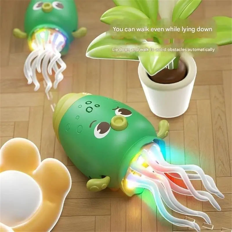 NiraToys Kids Crawling Octopus Toy – Auto Obstacle Avoidance with Rainbow LED Light Green