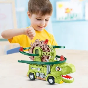 NiraToys Kids Dinosaur Truck Roller Coaster Track Toy – T-Rex Car with Spiral Slide for Boys