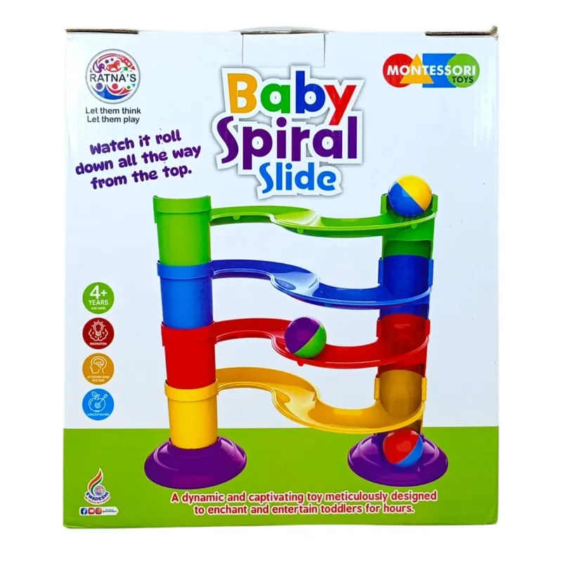 NiraToys Ratnas Baby Spiral Slide Montessori Toy Box – Colourful Ball Track for Toddlers Age 4 Plus